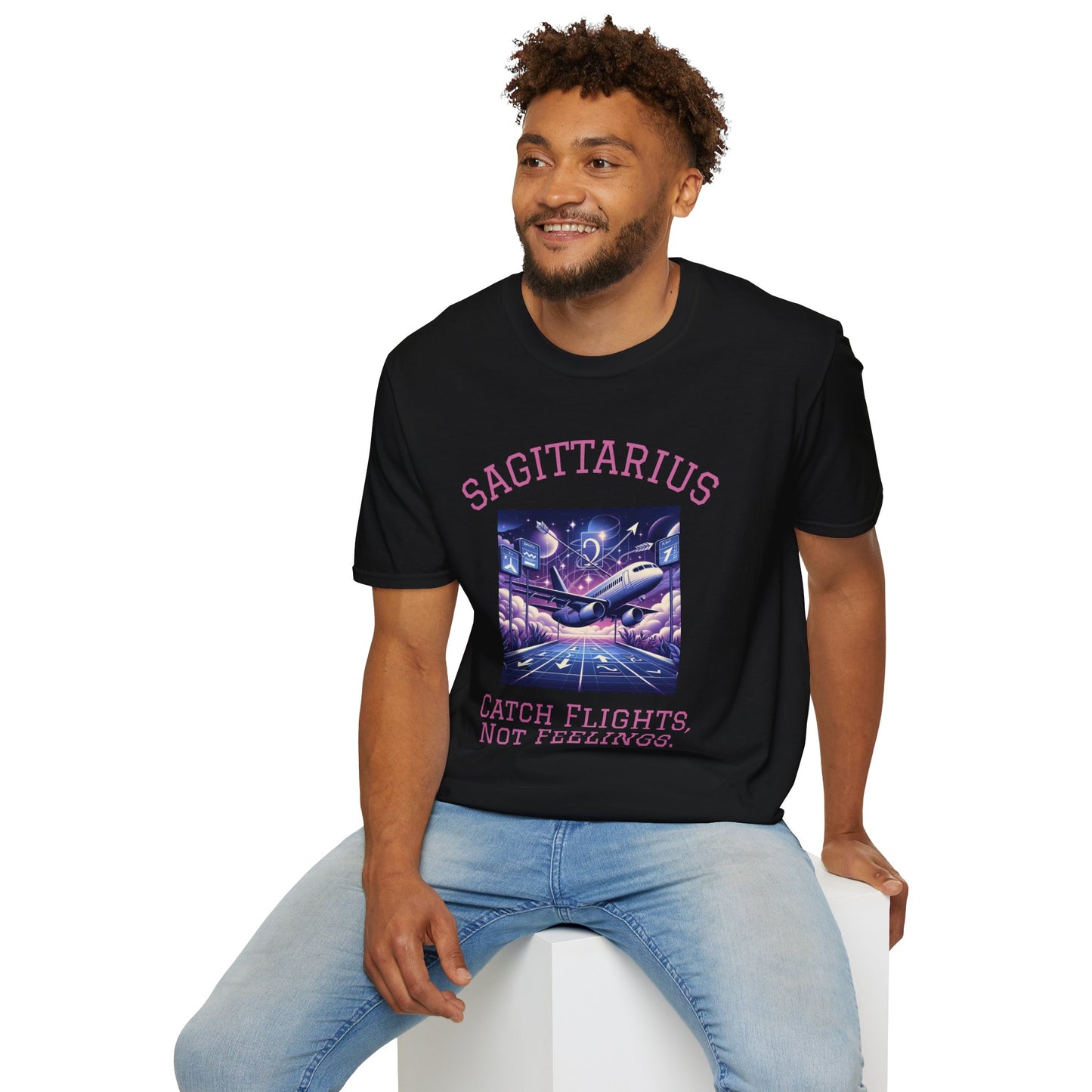Sagittarius Graphic T-Shirt, Astrology Tee, Zodiac Shirt, Catch Flights Not Feelings, Unisex Horoscope Apparel, Gift for Sagittarius