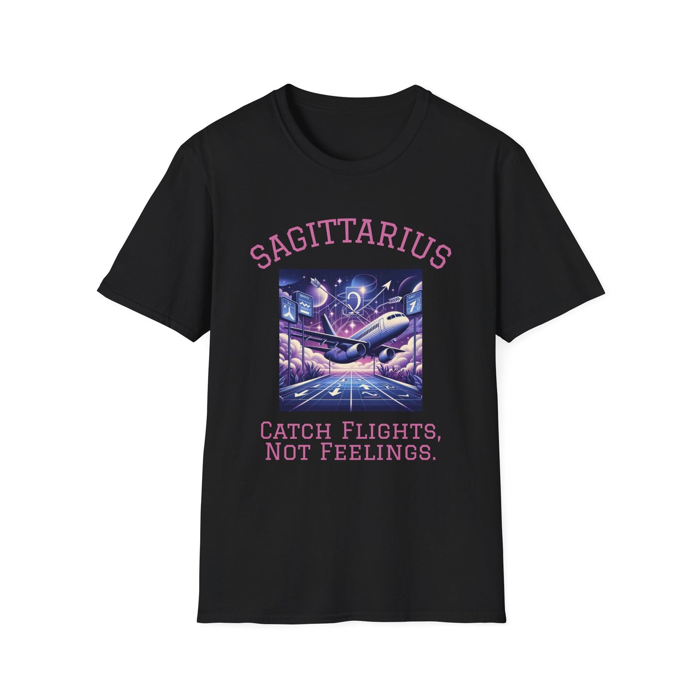 Sagittarius Graphic T-Shirt, Astrology Tee, Zodiac Shirt, Catch Flights Not Feelings, Unisex Horoscope Apparel, Gift for Sagittarius