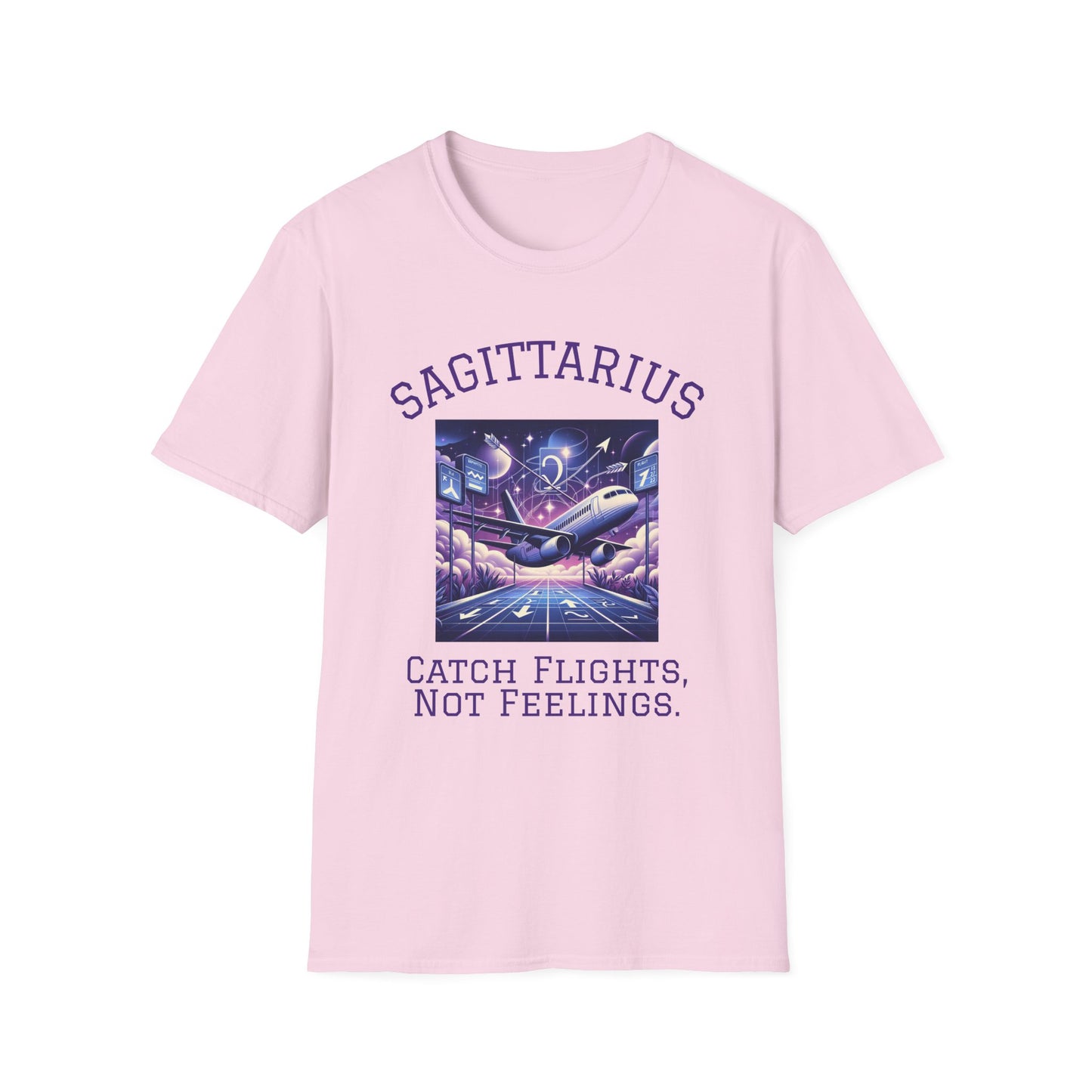 Sagittarius Graphic T-Shirt, Astrology Tee, Zodiac Shirt, Catch Flights Not Feelings, Unisex Horoscope Apparel, Gift for Sagittarius