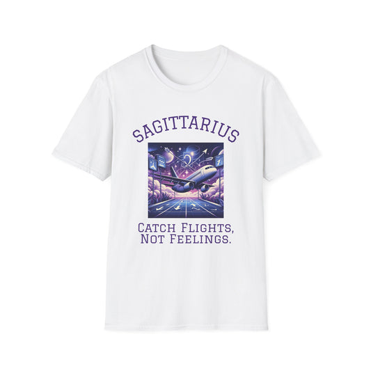 Sagittarius Graphic T-Shirt, Astrology Tee, Zodiac Shirt, Catch Flights Not Feelings, Unisex Horoscope Apparel, Gift for Sagittarius