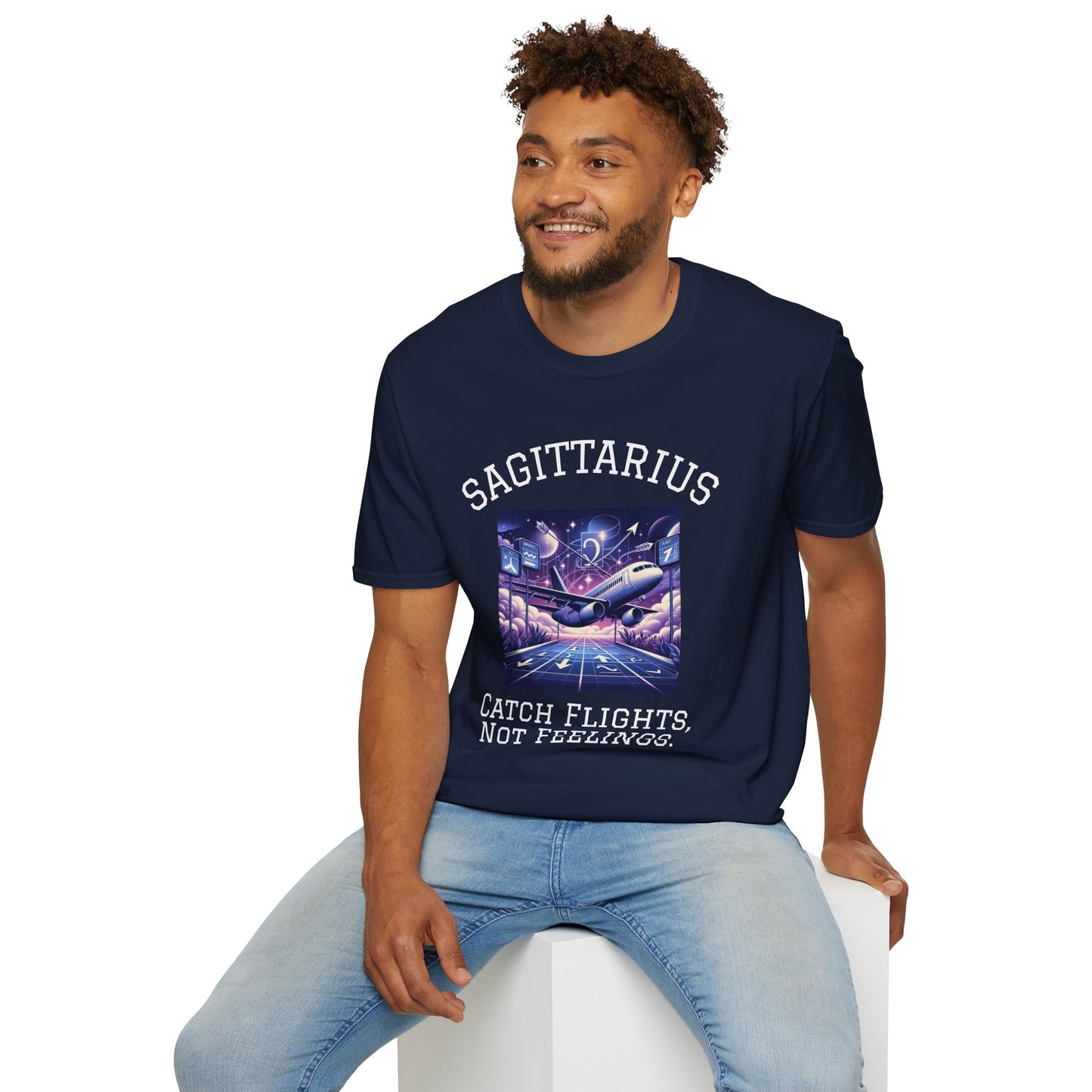 Sagittarius Graphic T-Shirt, Astrology Tee, Zodiac Shirt, Catch Flights Not Feelings, Unisex Horoscope Apparel, Gift for Sagittarius