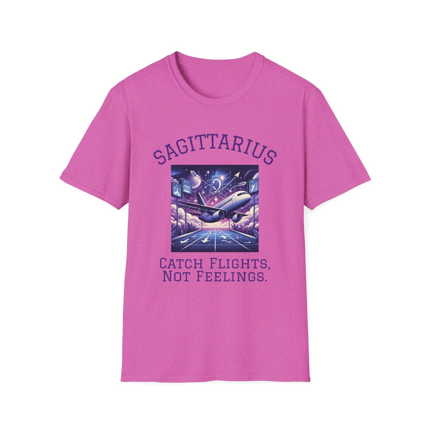 Sagittarius Graphic T-Shirt, Astrology Tee, Zodiac Shirt, Catch Flights Not Feelings, Unisex Horoscope Apparel, Gift for Sagittarius
