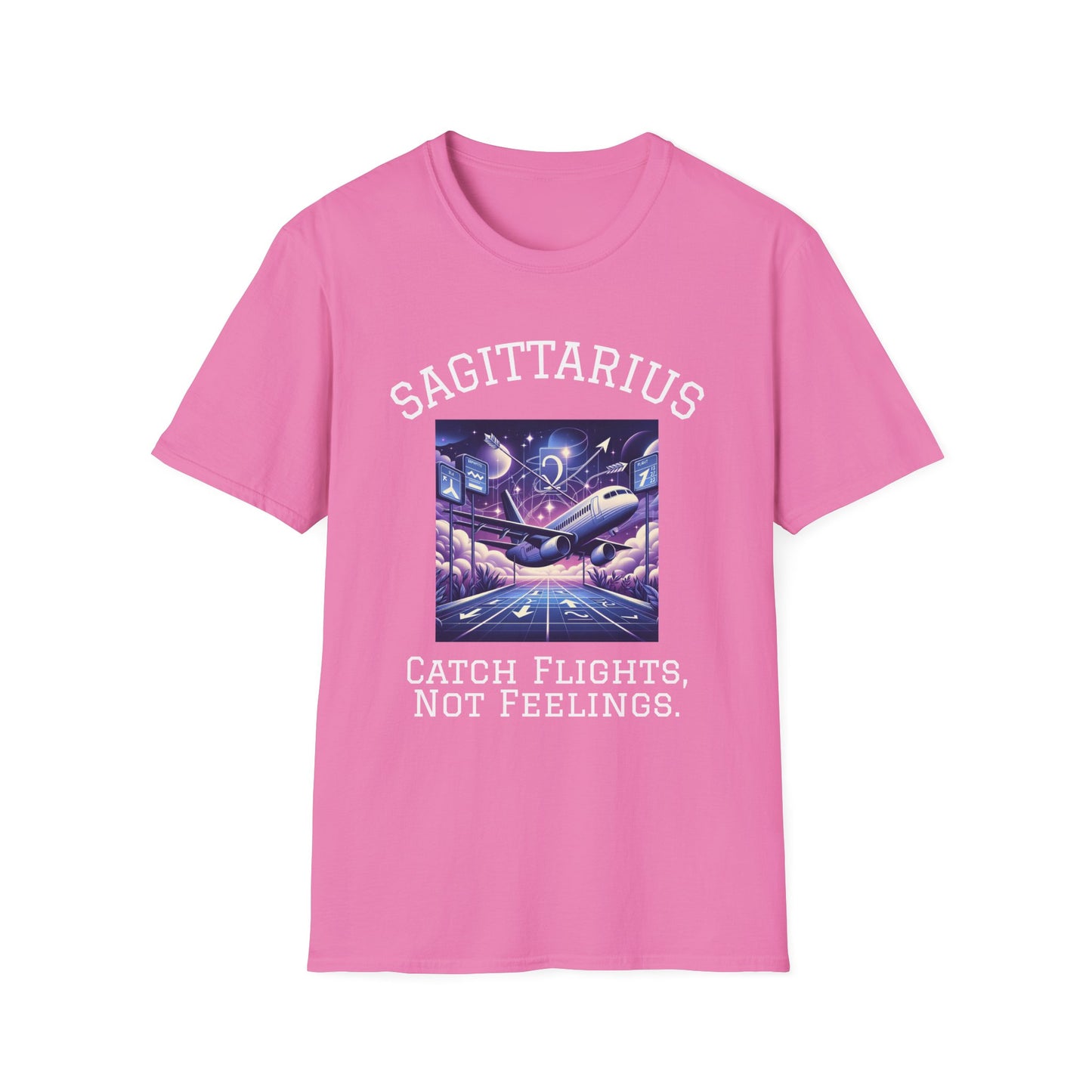 Sagittarius Graphic T-Shirt, Astrology Tee, Zodiac Shirt, Catch Flights Not Feelings, Unisex Horoscope Apparel, Gift for Sagittarius