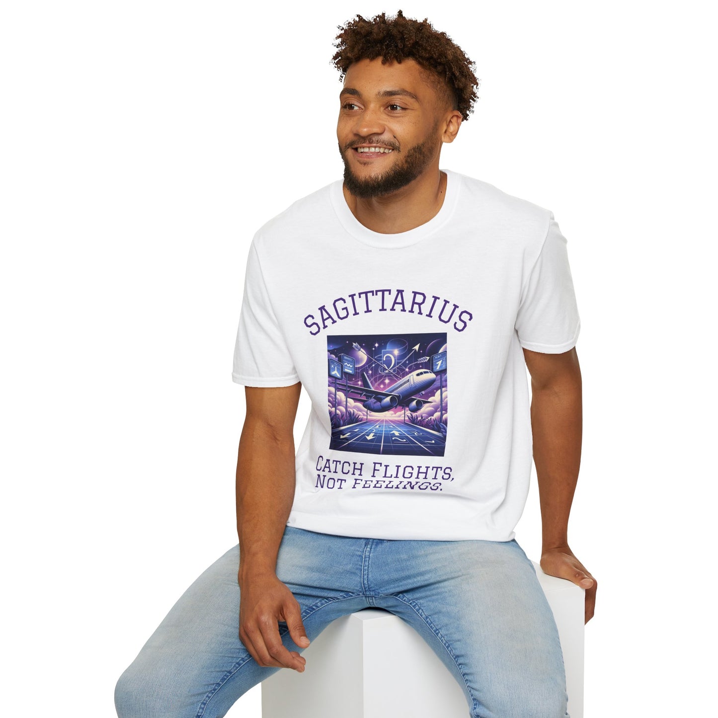 Sagittarius Graphic T-Shirt, Astrology Tee, Zodiac Shirt, Catch Flights Not Feelings, Unisex Horoscope Apparel, Gift for Sagittarius
