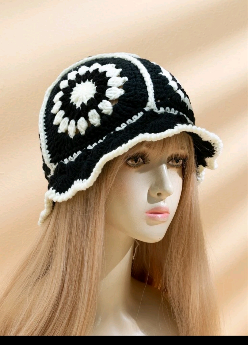 Black and White Crochet Hat