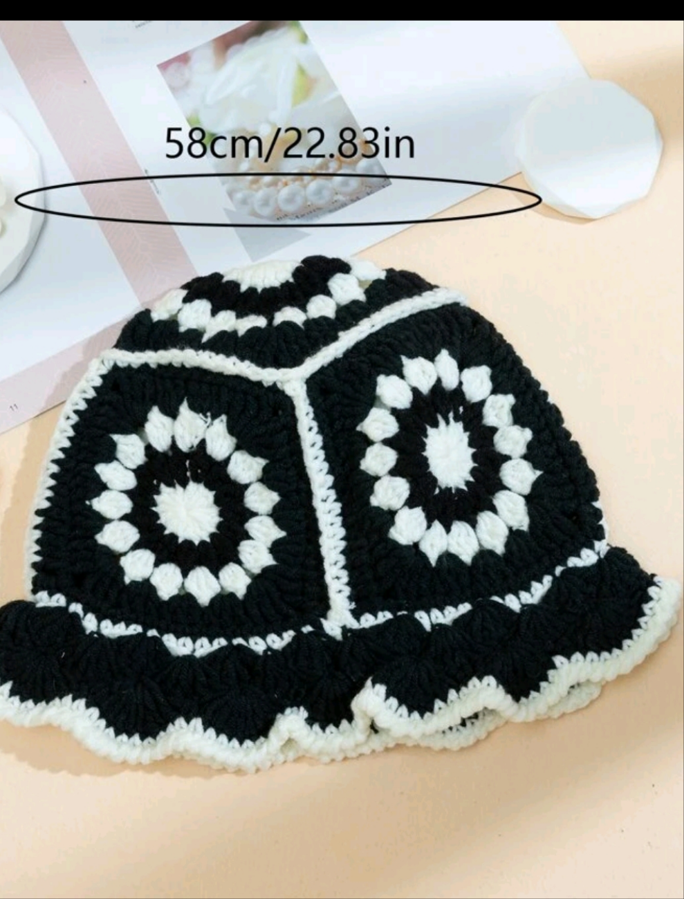 Black and White Crochet Hat